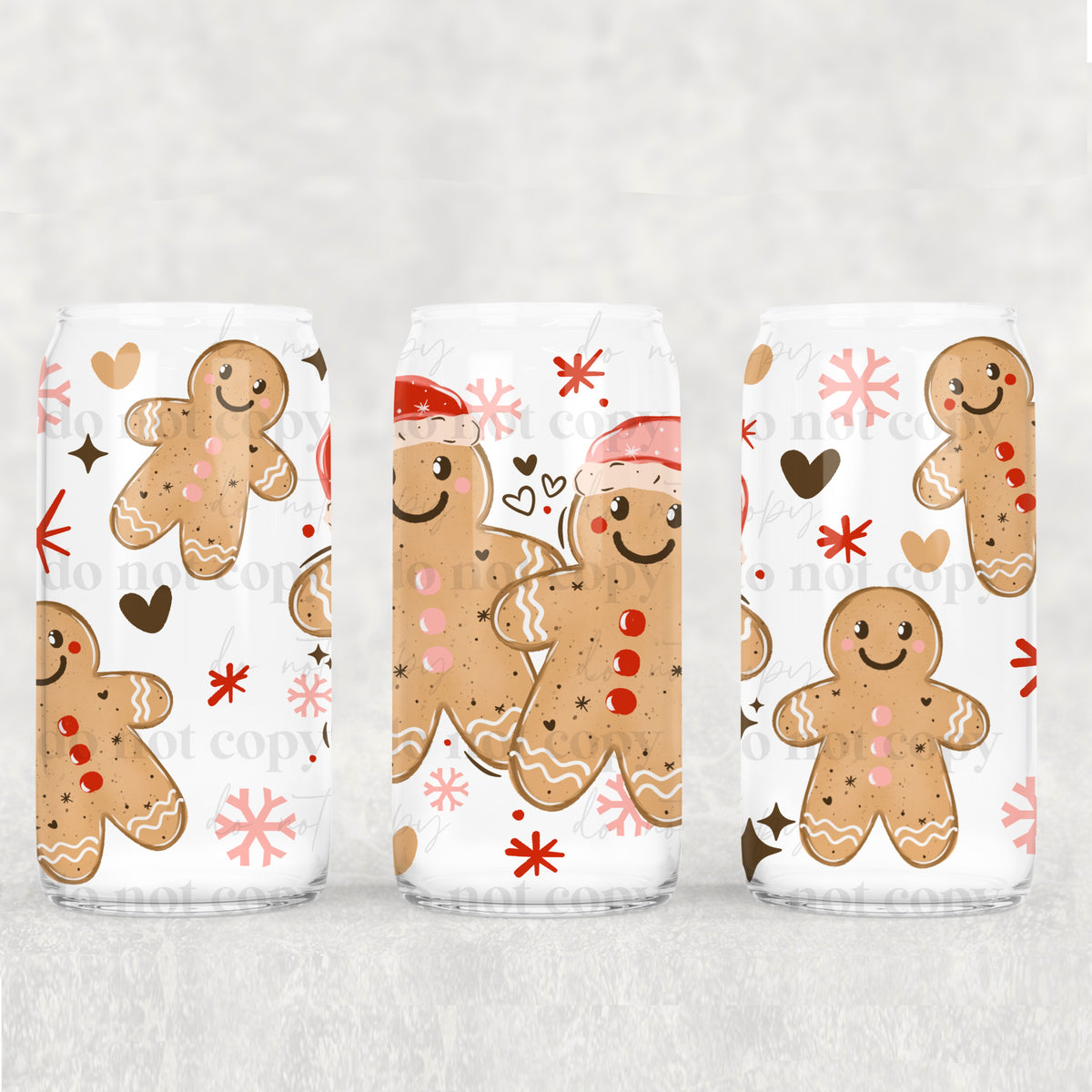 Two gingerbread with hats UV DTF WRAP