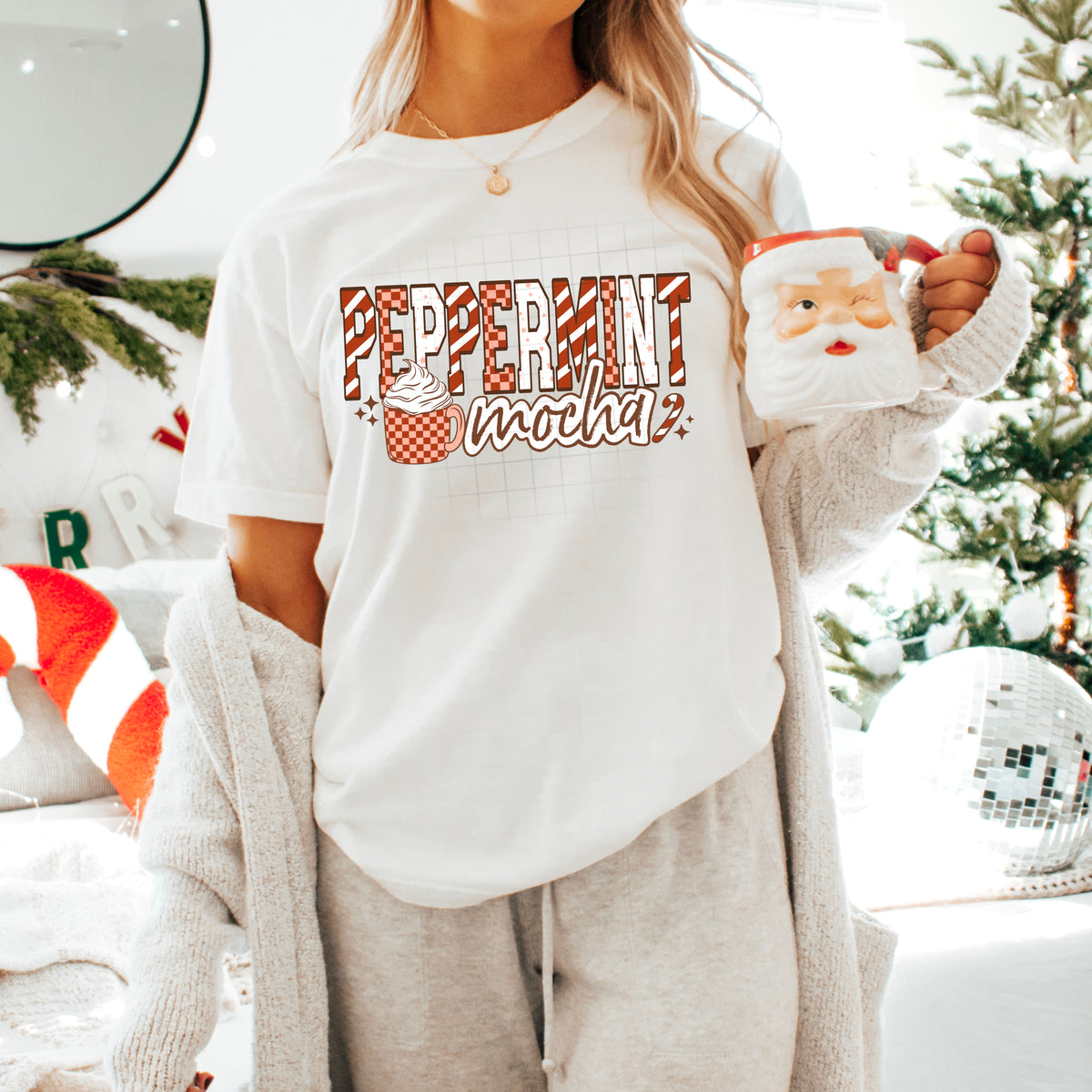 Peppermint Mocha with striped letters (csc) DTF transfer