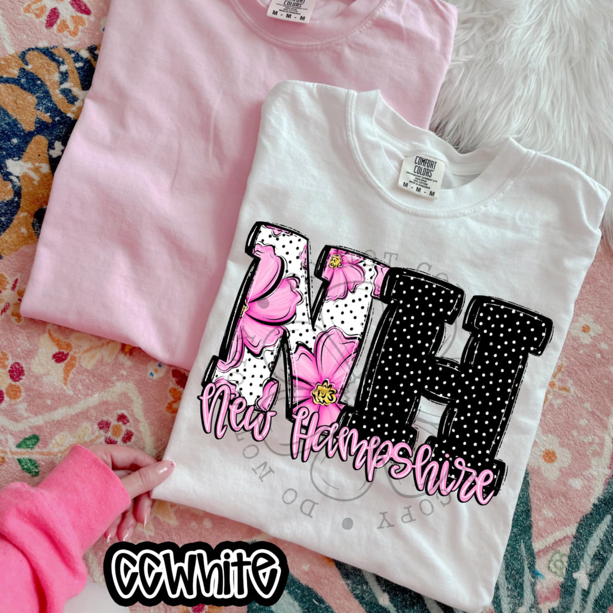 NH New Hampshire pink flowers (SWD) 94501 DTF transfer