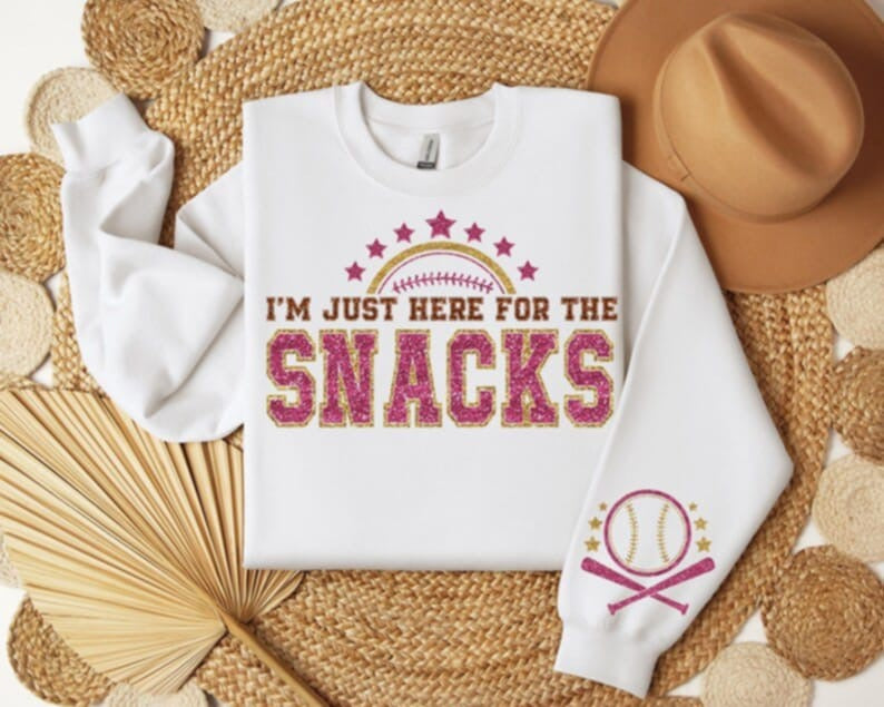 I’m just here for the snacks baseball FRONT 87778 DTF transfer