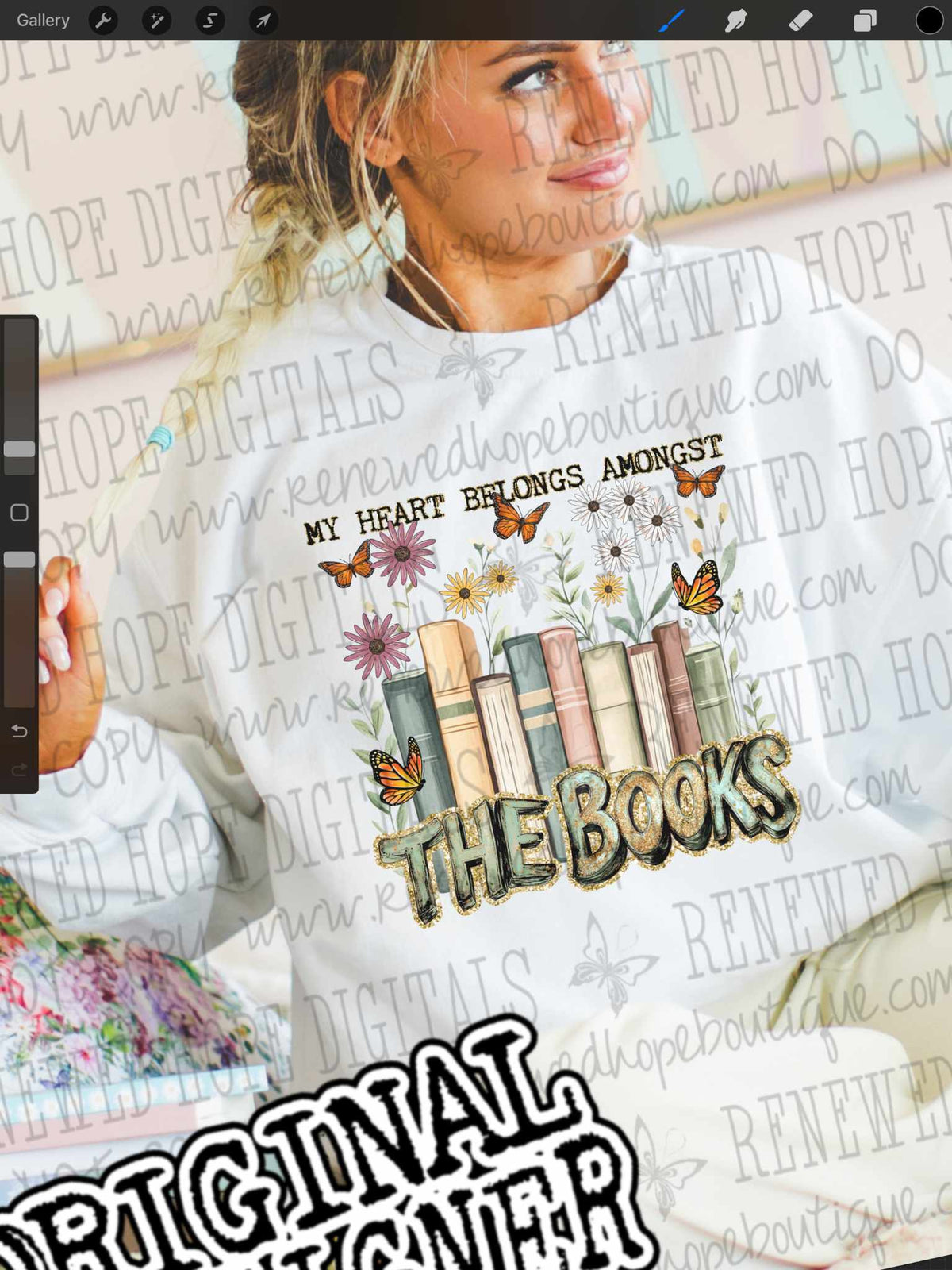 My heart belongs amongst the books 73782 DTF transfer
