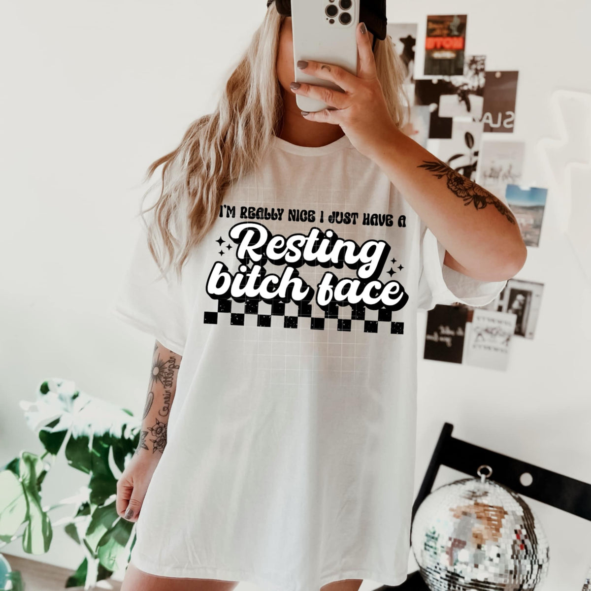 I’m really nice I just have a resting bitch face black checkered (CSC) 92312 DTF transfer