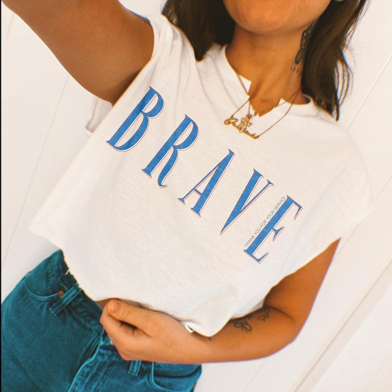 Brave blue font Sunday Special DTF transfer