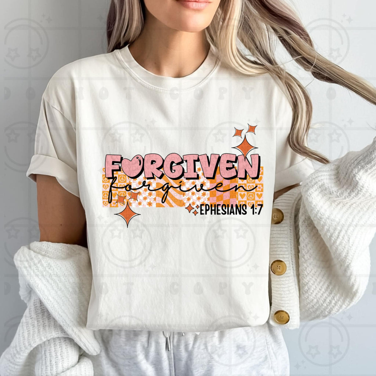 Forgiven pink and orange (HW) 93479 DTF transfer