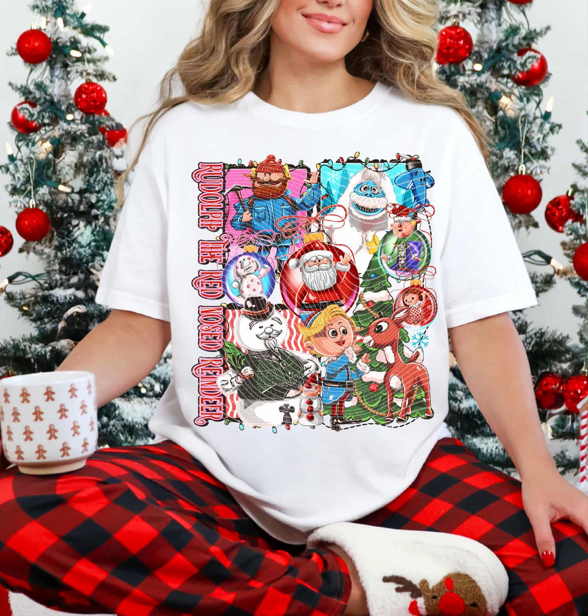 Reindeer Collage with words (AG) DTF transfer