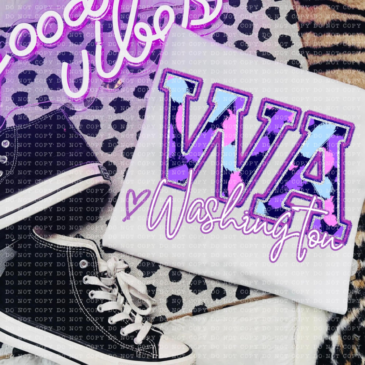 WA Washington purple brushstrokes (ECHT) 94015 DTF transfer