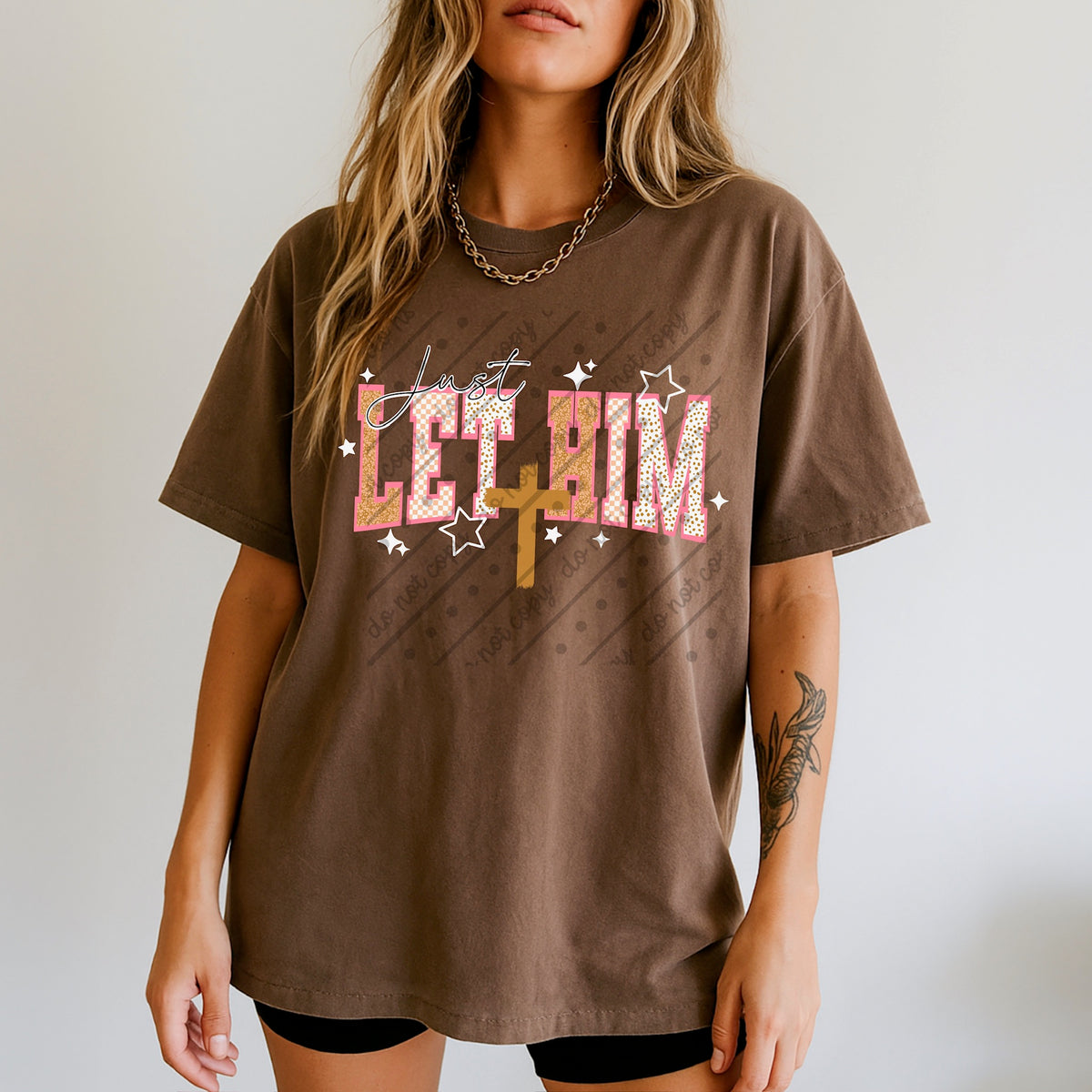 Just let him varsity font white accents (exclusive) DTF Transfer