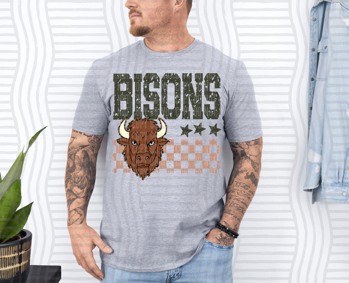 Bisons Tan Checker (Caplinger) DTF Transfers
