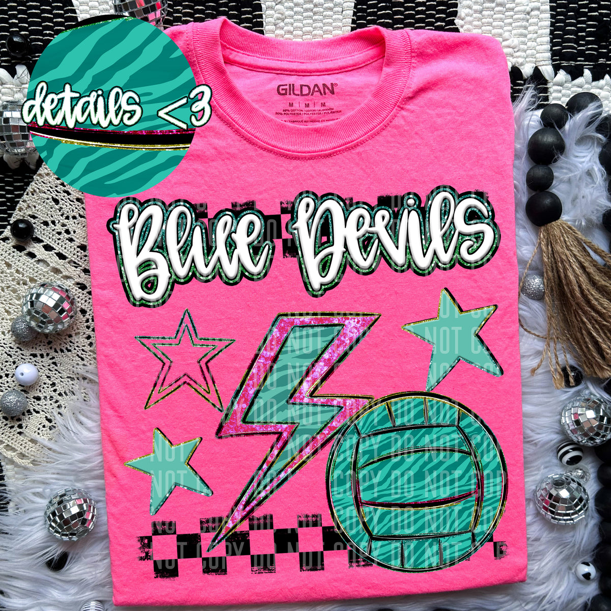 Blue Devils Rainbow Volleyball (Caplinger) 96829 DTF transfer