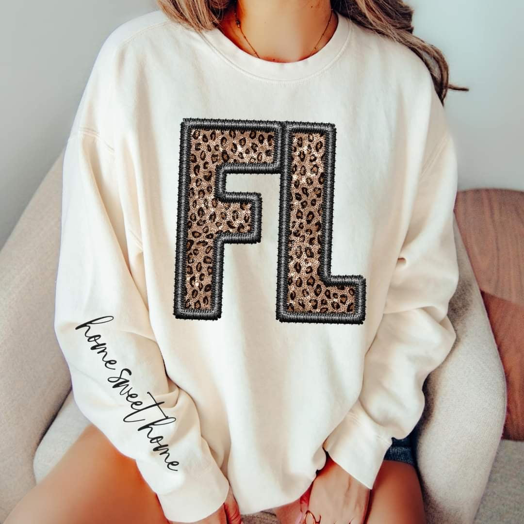 Florida faux embroidery leopard (sleeve sold separate) 49445 DTF transfers