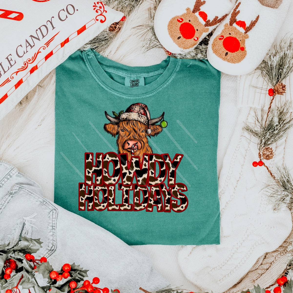 Howdy Holidays (highland cow) 111640 DTF transfer