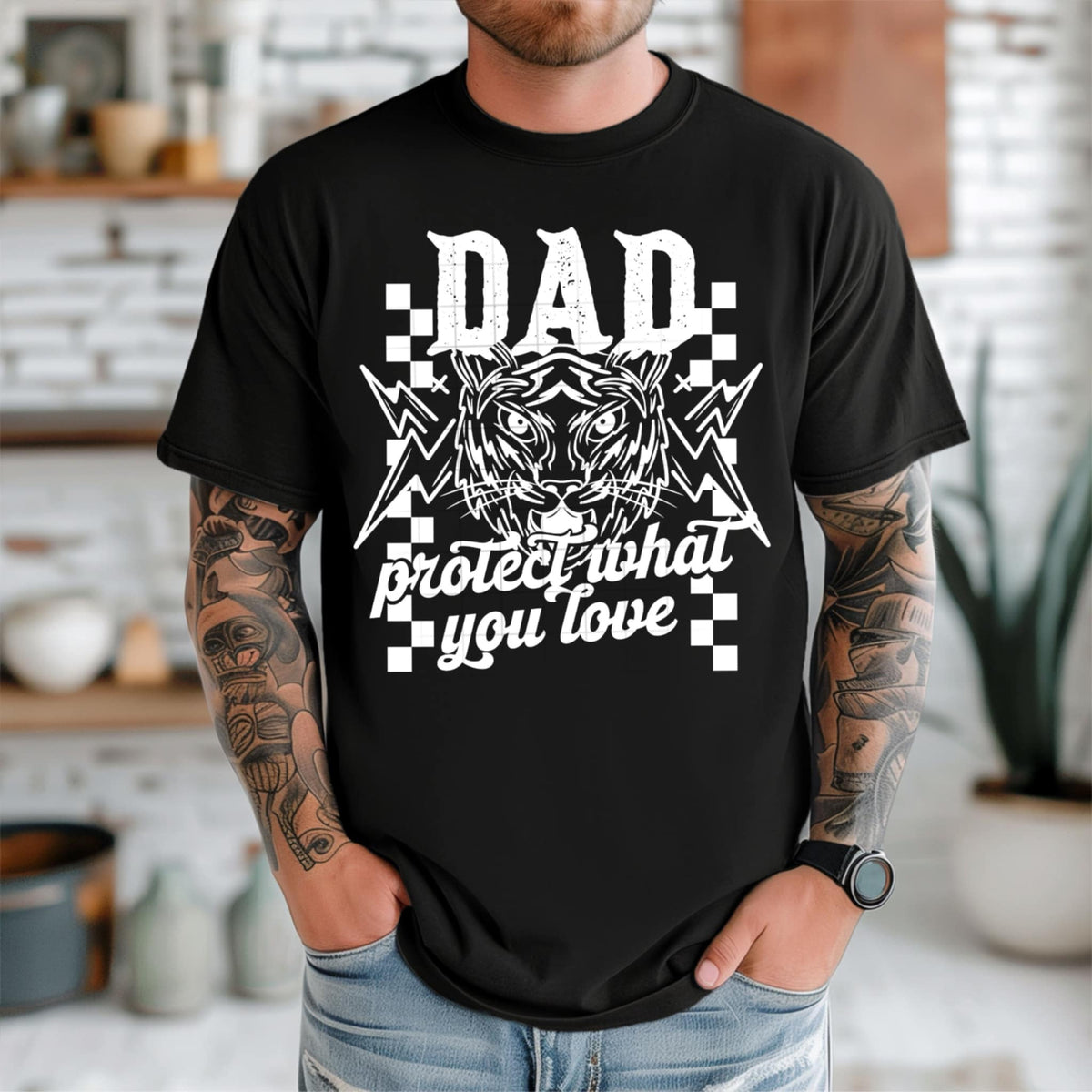 Dad protect what you love white font (CSC) 96137 DTF transfer