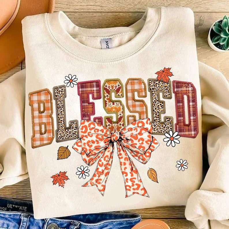 Blessed orange leopard bow 109832 DTF transfers