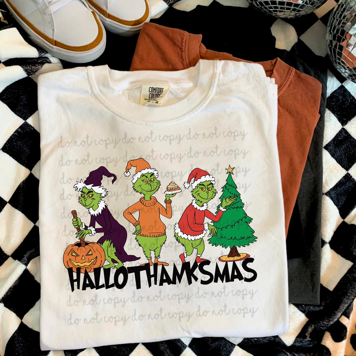 Hallothanksmas Green Guy DTF transfer