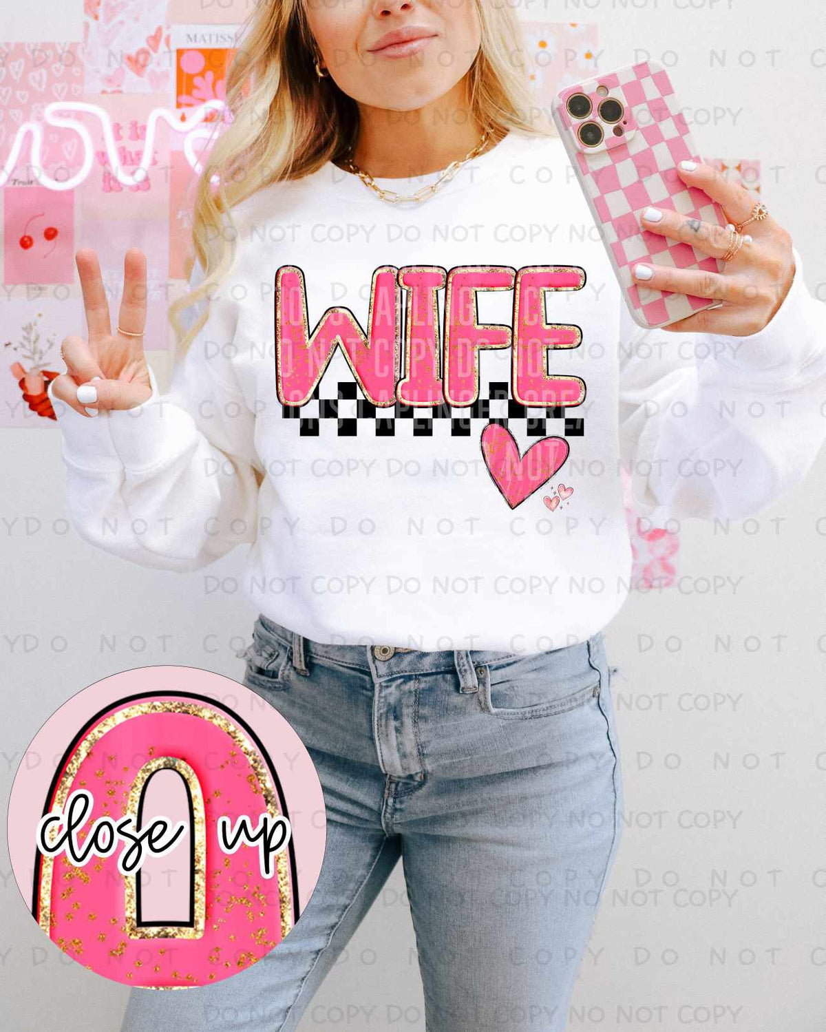 Wife pink and gold (ECHT) 84831 DTF transfer