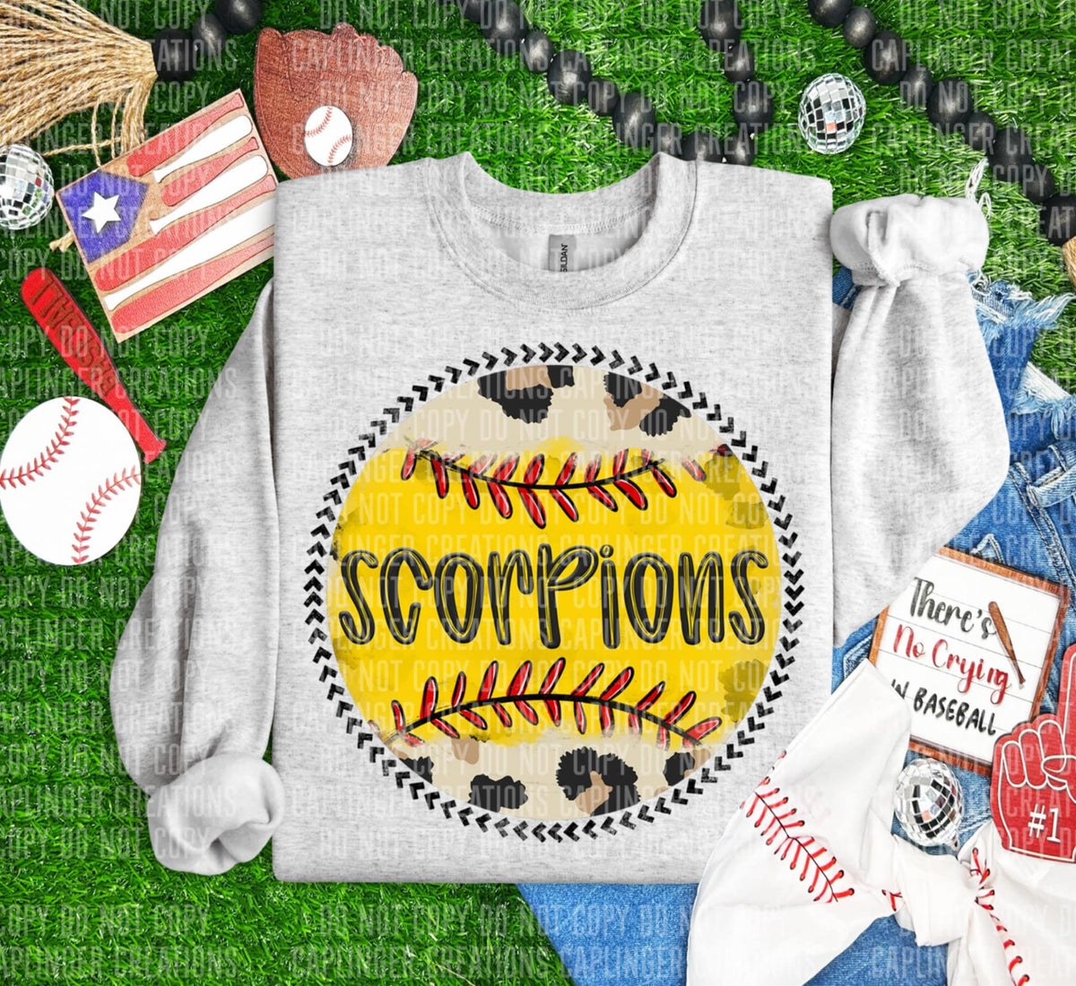 Scorpions softball background (Caplinger) 90846 DTF transfer