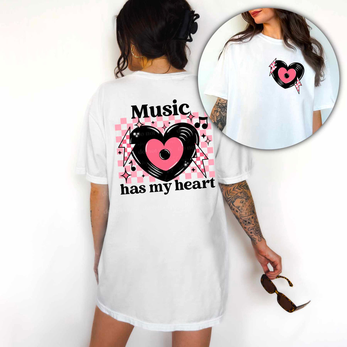 Music has my heart black font BACK (CSC) 77265 DTF transfer