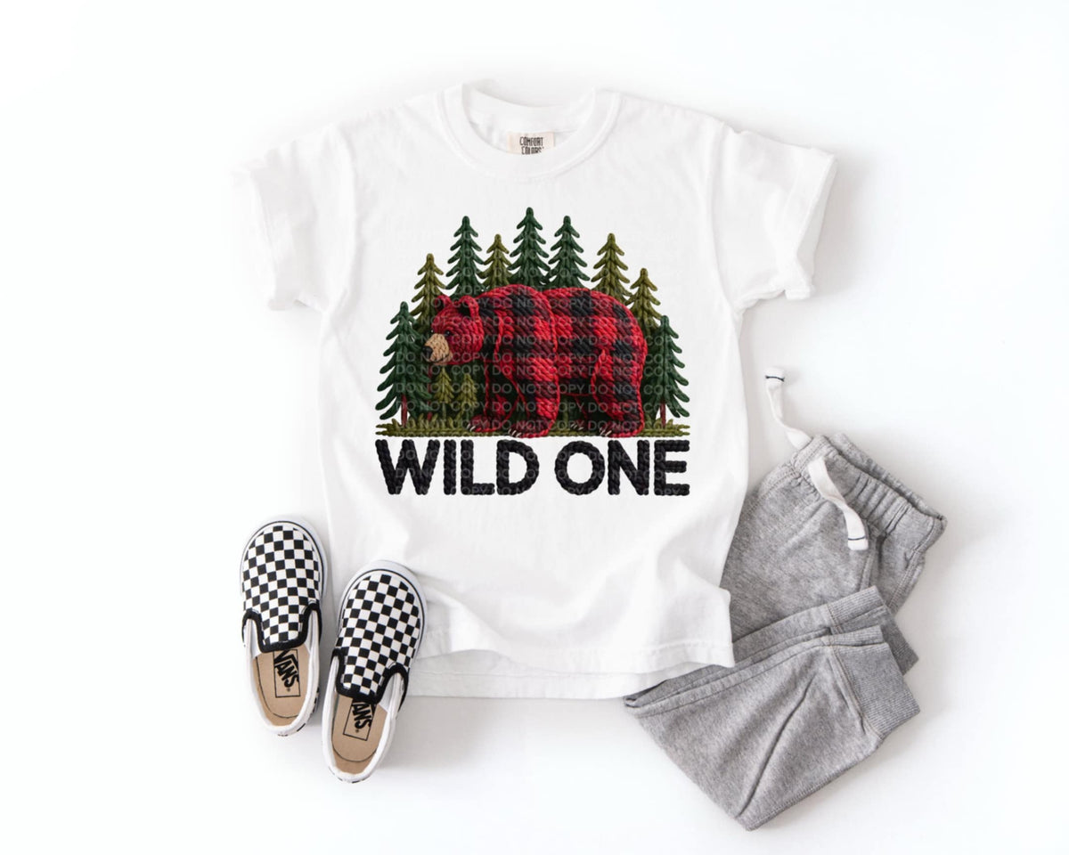 Wild one plaid bear SCG DTF Transfer