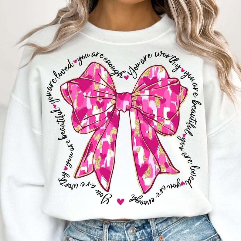 You are loved brushstroke bow 70792 DTF transfer