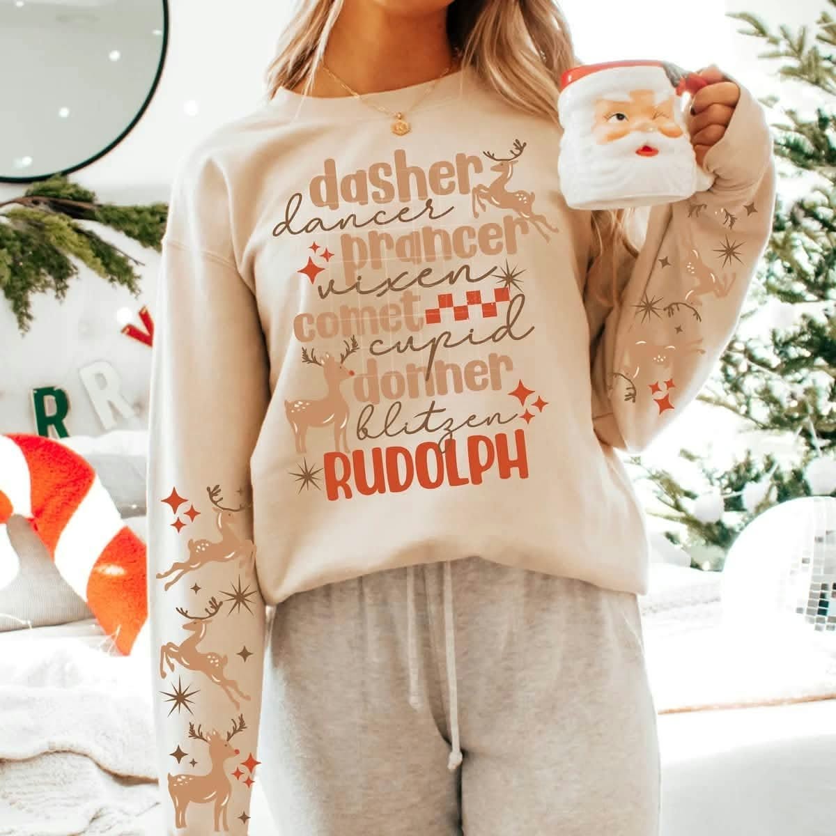 Dasher dancer prancer FRONT ONLY Sunday Special DTF transfer