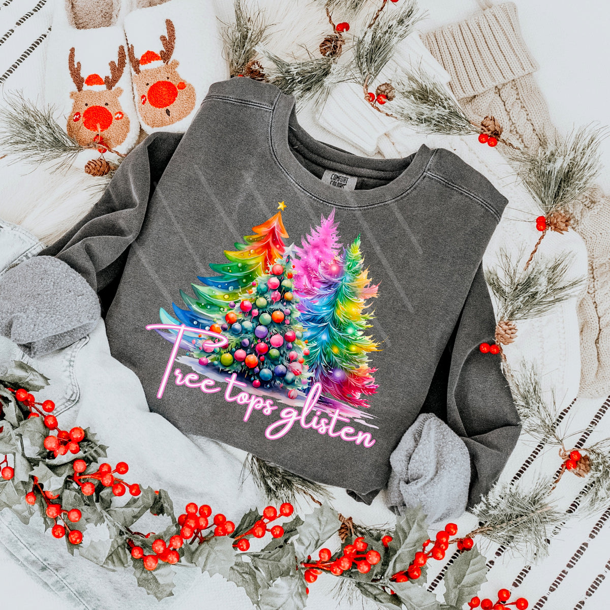 Tree Tops Glisten rainbow trees 111687 DTF transfer