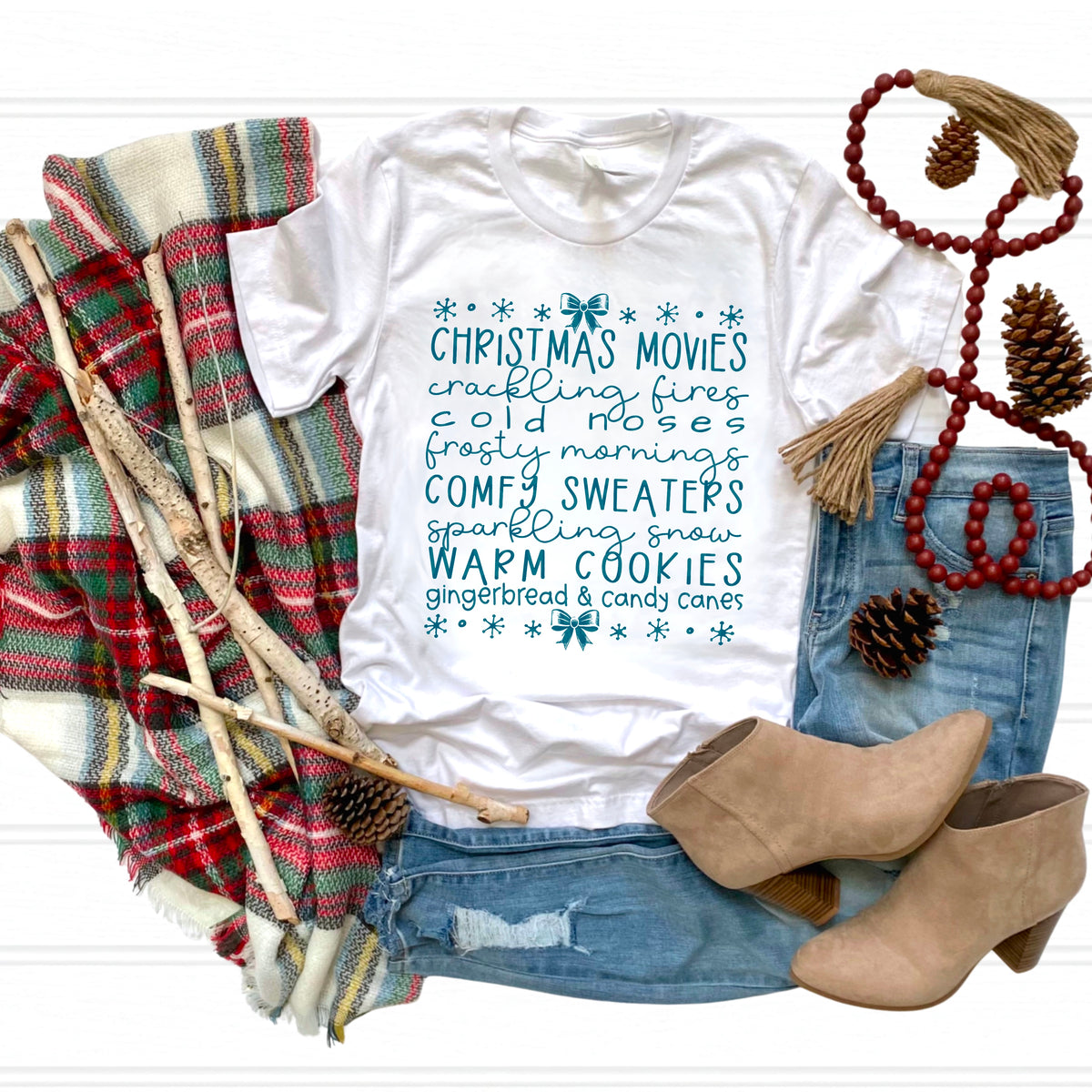 Christmas Things List with bows (TEAL) 113367 DTF transfer