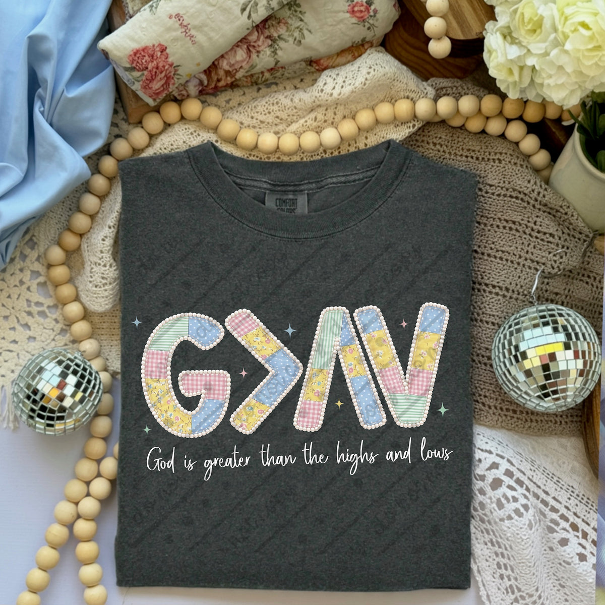 God is greater pastel patchwork DTF Transfer