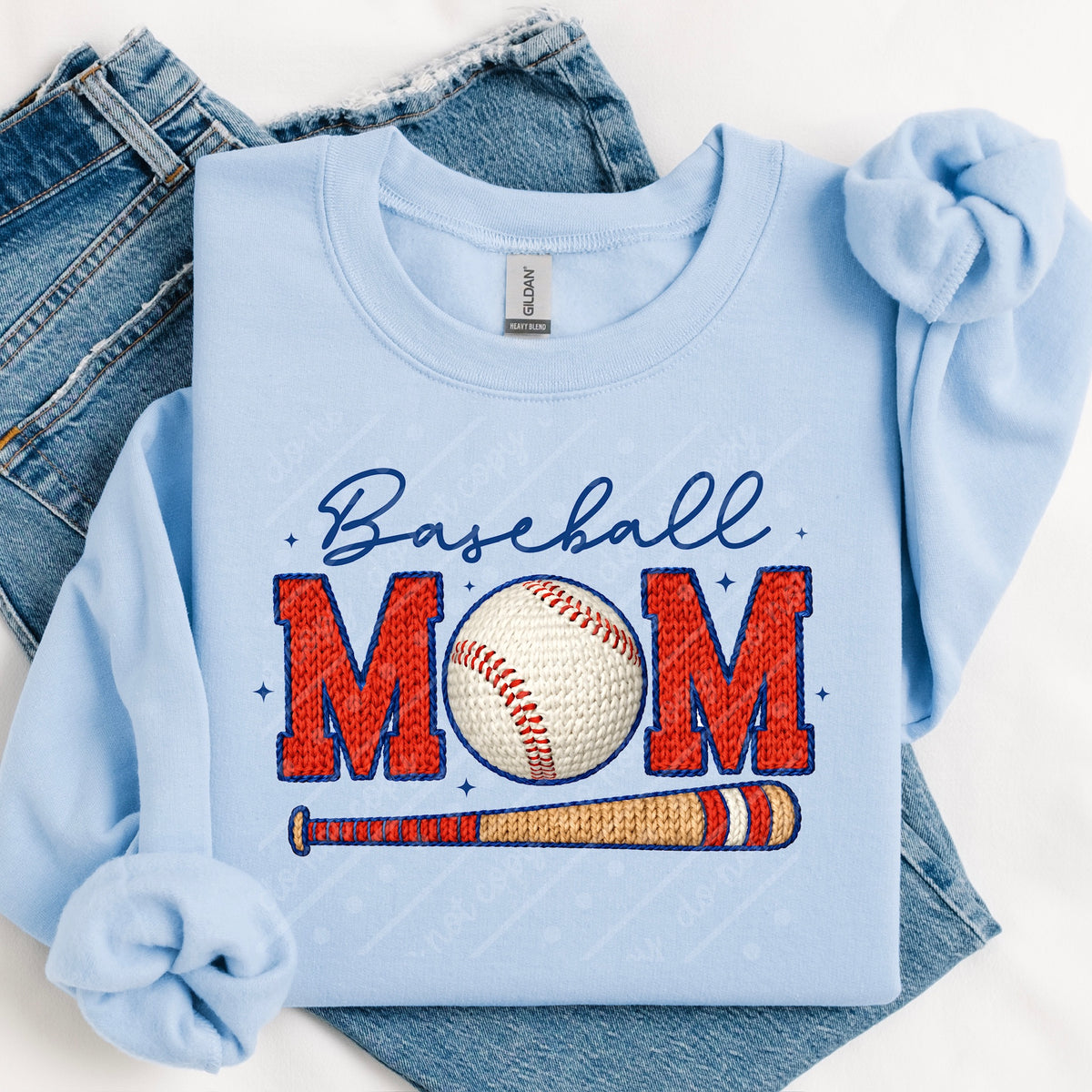 Baseball Mom Faux crochet DTF Transfer