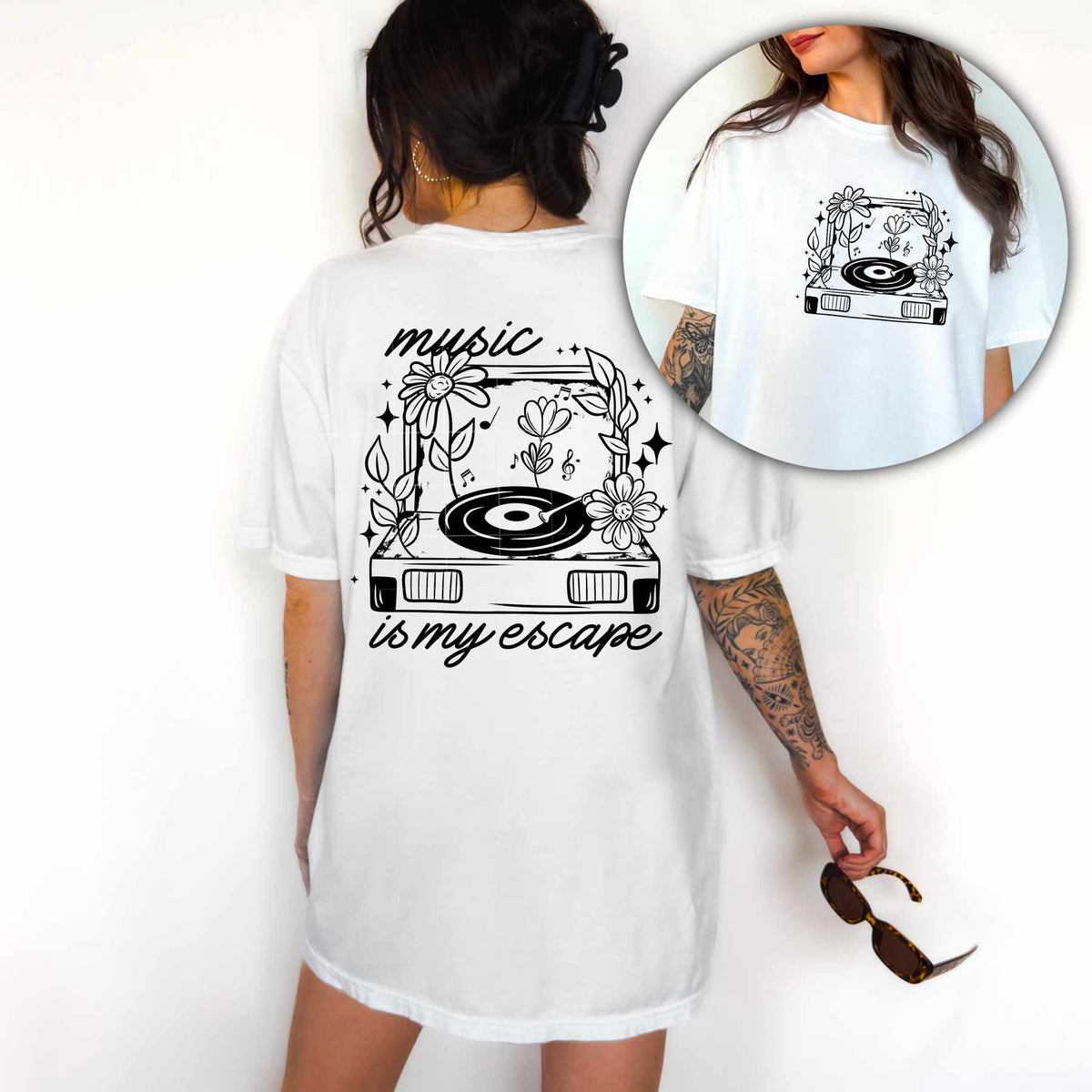 Music is my escape BLACK BACK (CSC) 84279 DTF transfer