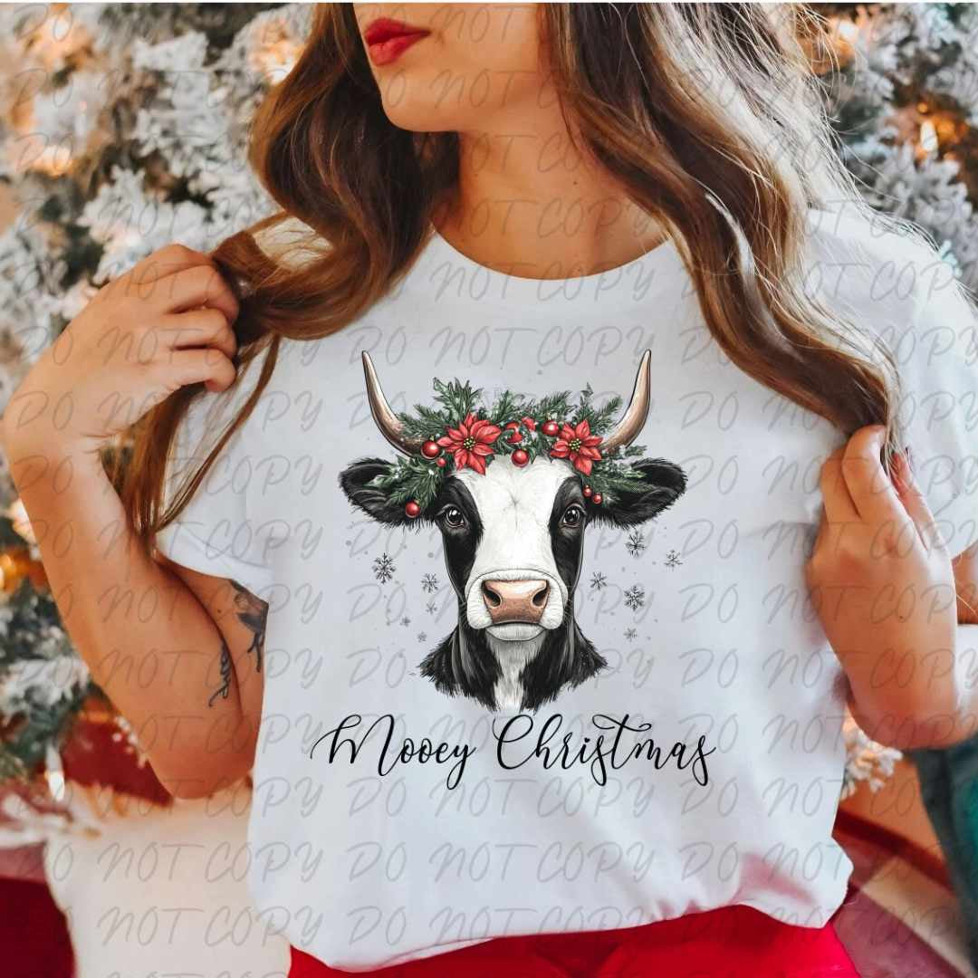 Merry Christmas black and white cow (vintage) 67325 DTF transfer