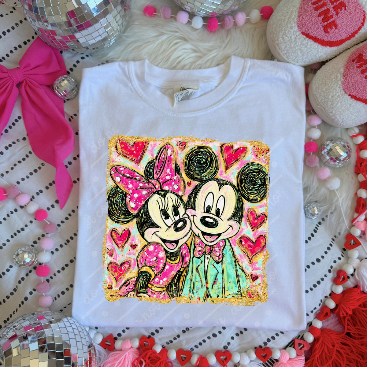 Doodle mouse gold frame sunday special DTF transfer