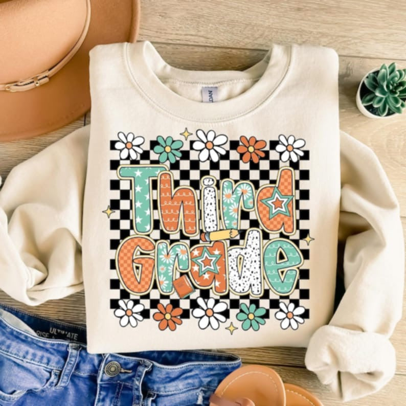 Third Grade Retro Teal and orange 117191 DTF transfer