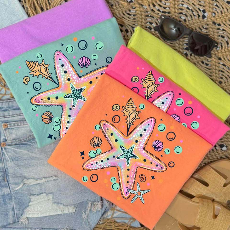 Colorful starfish Sunday Special DTF transfer