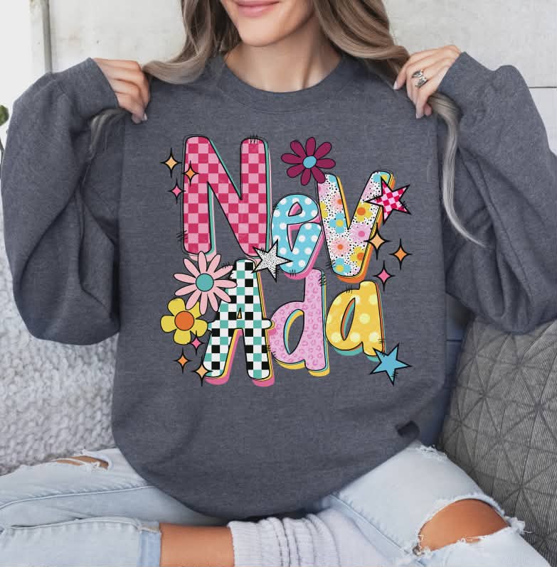 Nevada colorful stars and flowers (S&G) DTF Transfer