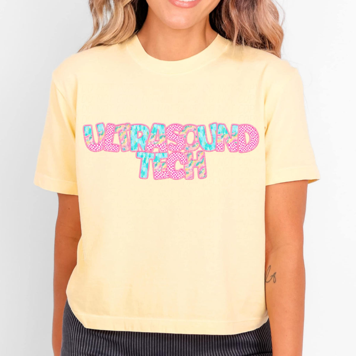 Ultrasound tech pink checkered (CITY) 97081 DTF transfer