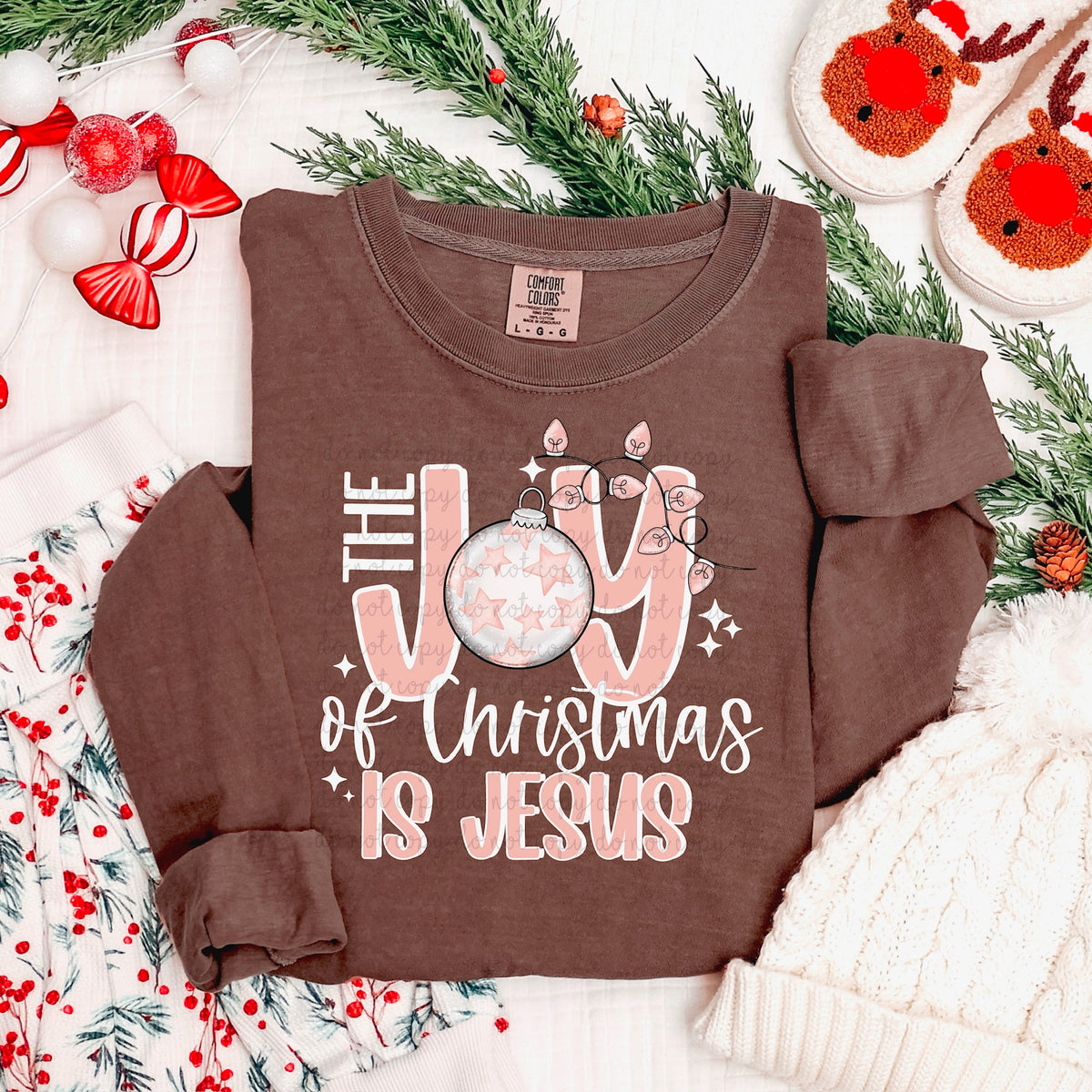 Joy to the World Ornament WHITE WORDS exclusive DTF Transfer