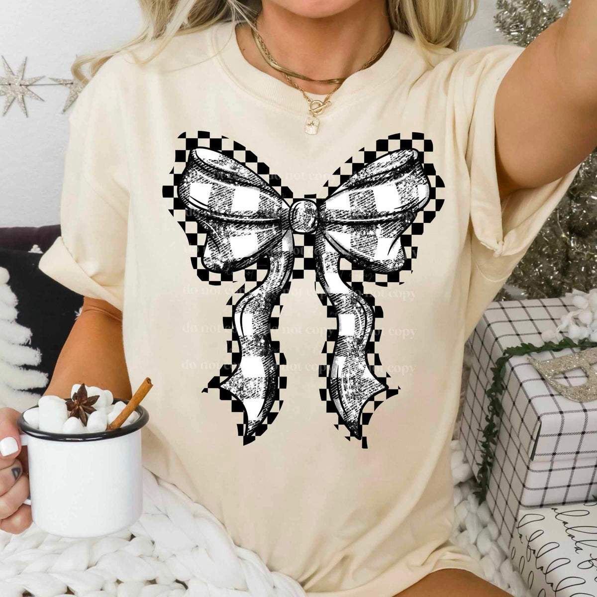 Black plaid bow (CSC) 60695 DTF transfer