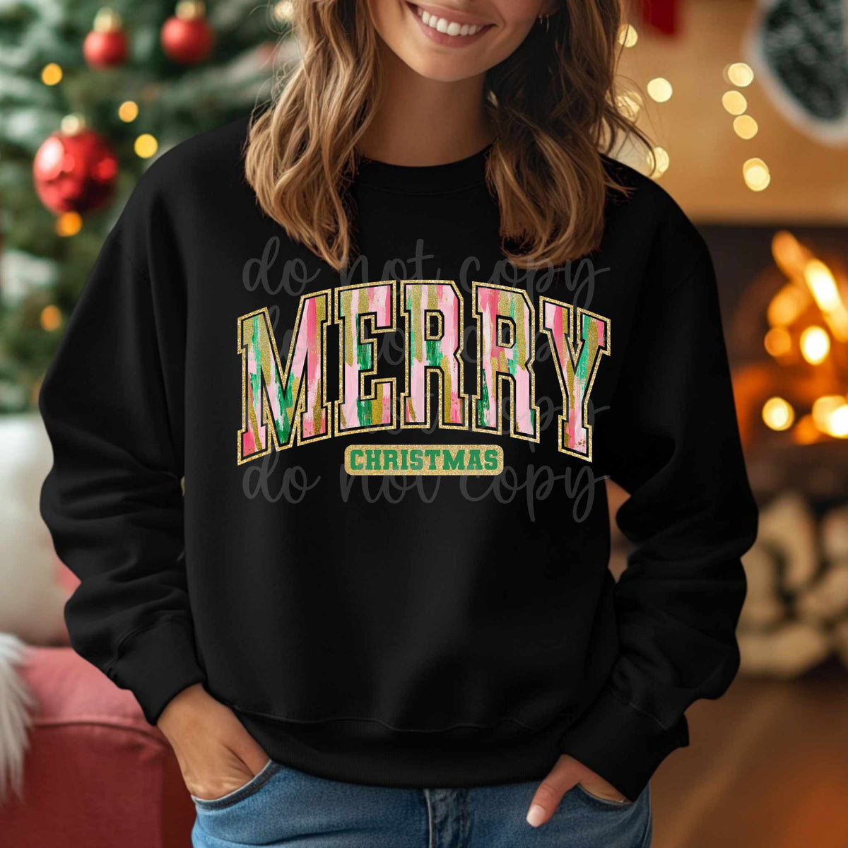 Merry christmas green Christmas (parker) 65676 DTF transfer