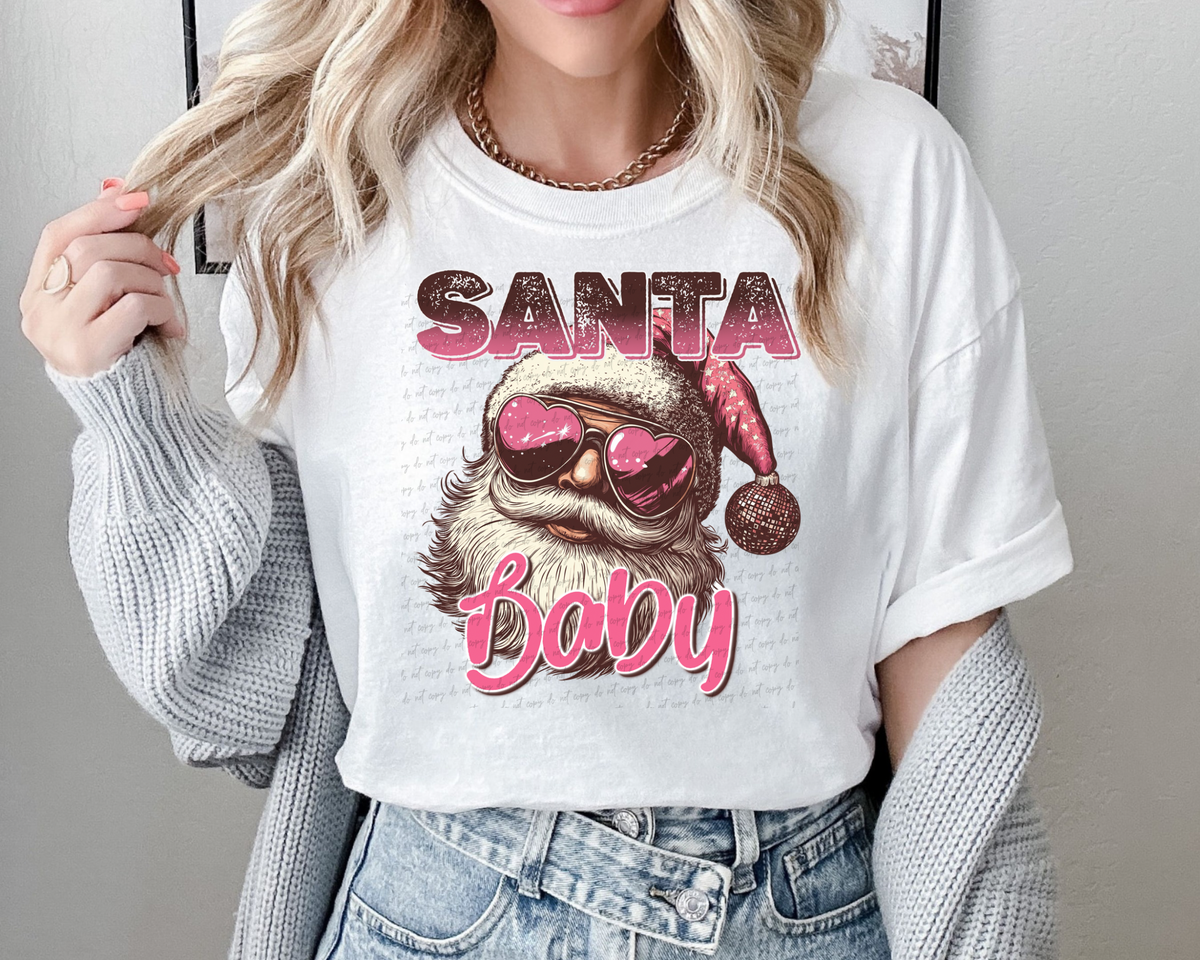 Santa baby pink glasses (SSD) 67448 DTF transfer