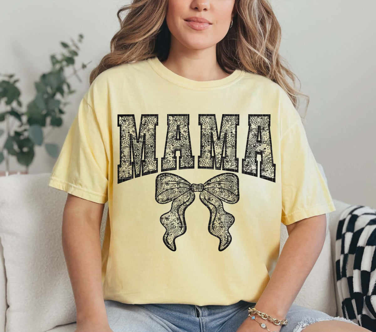 Lace Mama and Bow BLACK (Linda) DTF Transfer