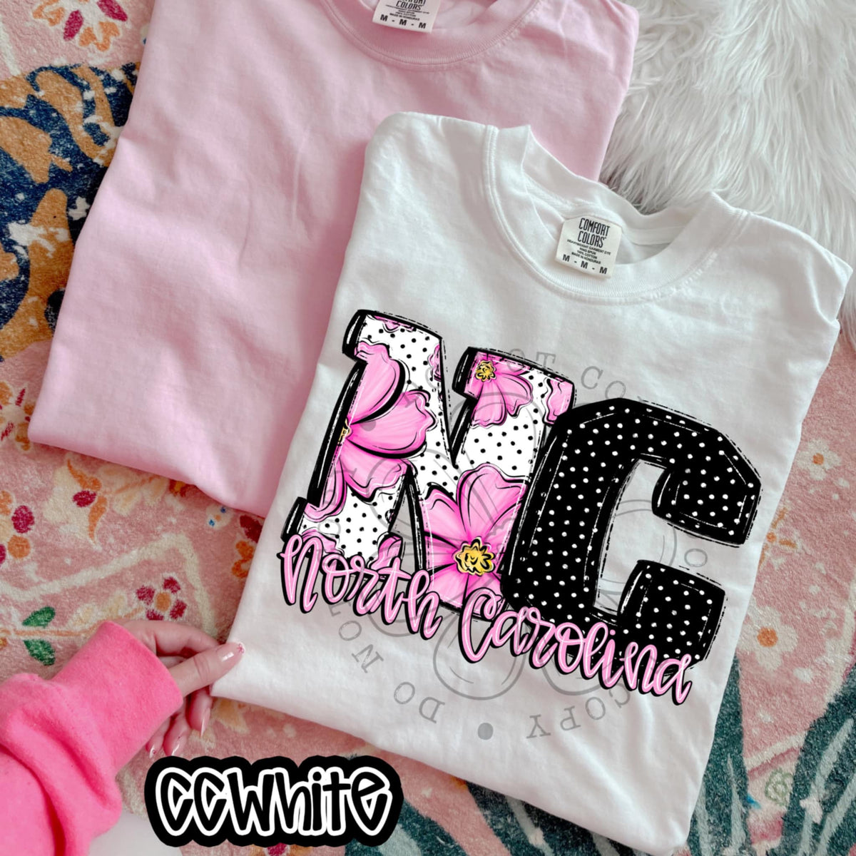 NC North Carolina pink flowers (SWD) 94526 DTF transfer