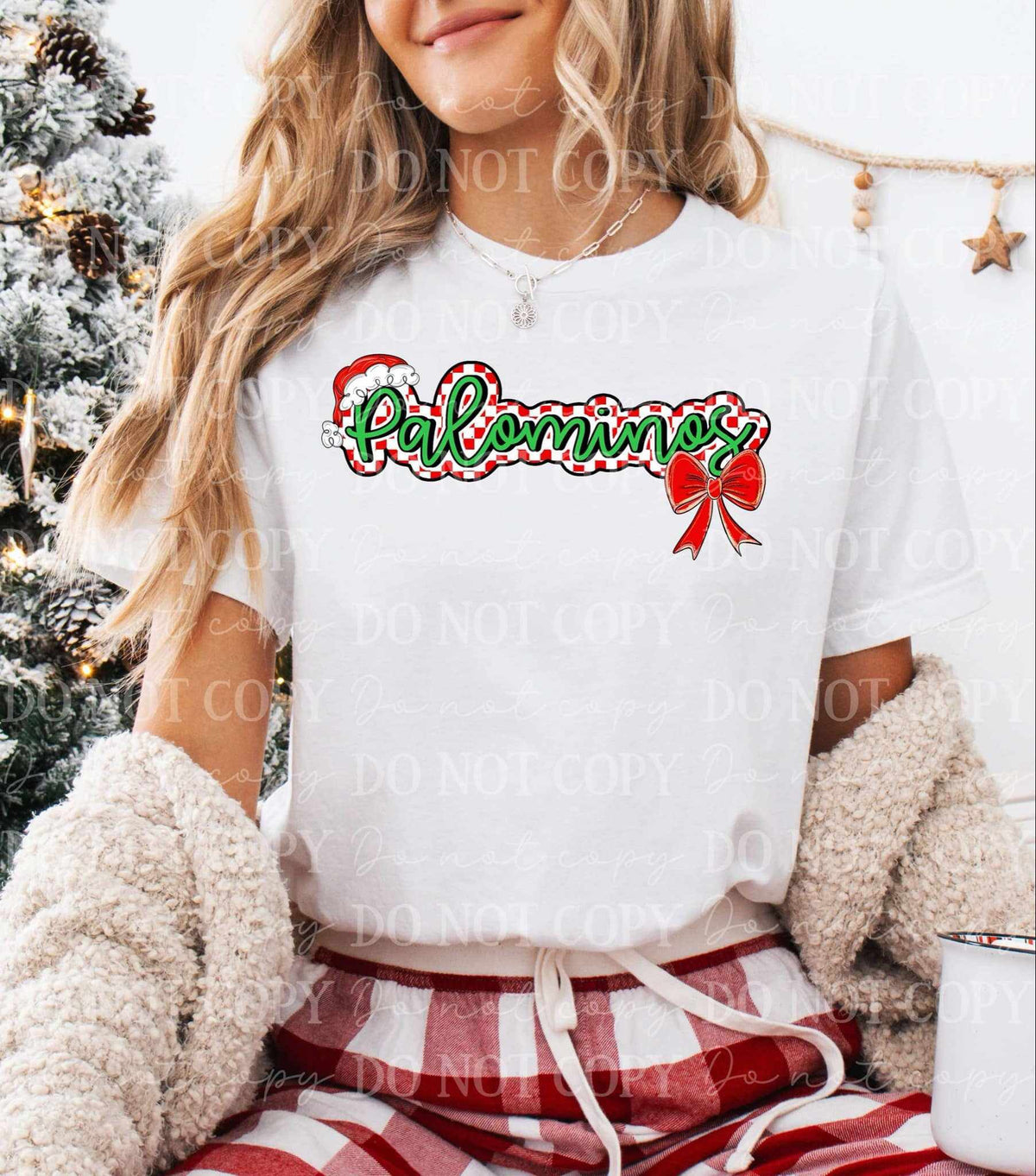 Palominos Christmas hat and bow (C’s) 65979 DTF transfer