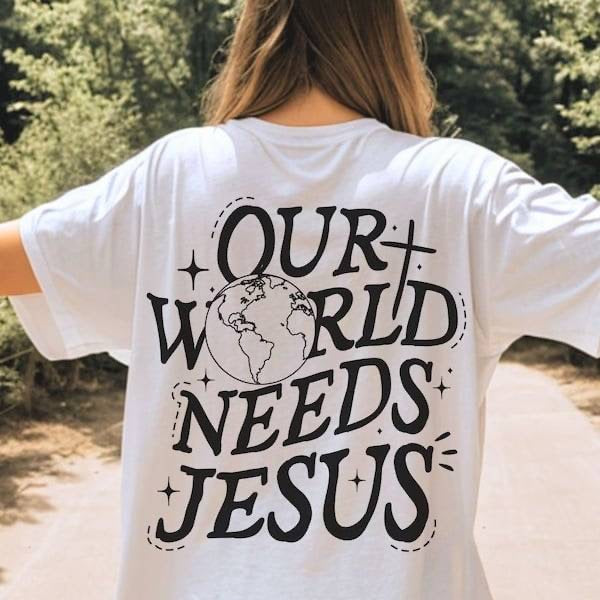 Our world needs Jesus black font (KARTA) 64043 DTF transfer