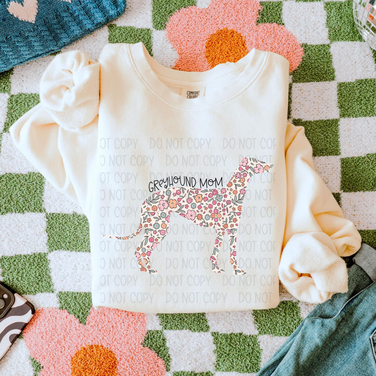 Greyhound mom floral puppy (SWD) 87808 DTF transfer