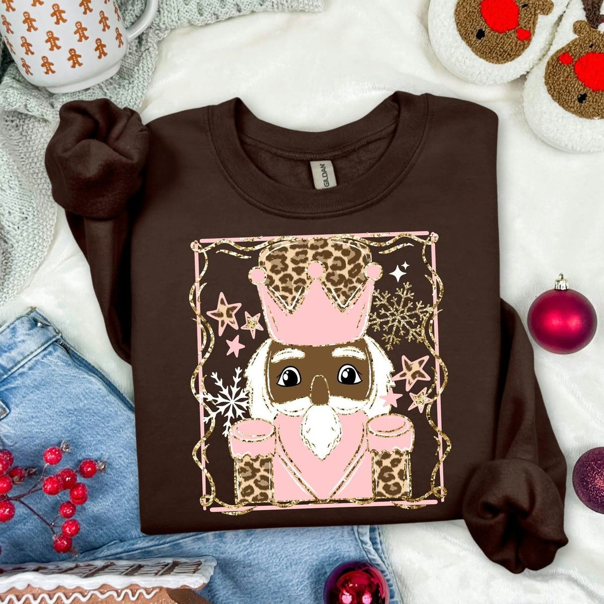 Dark nutcracker frame pink and leopard hat Sunday Special DTF transfer