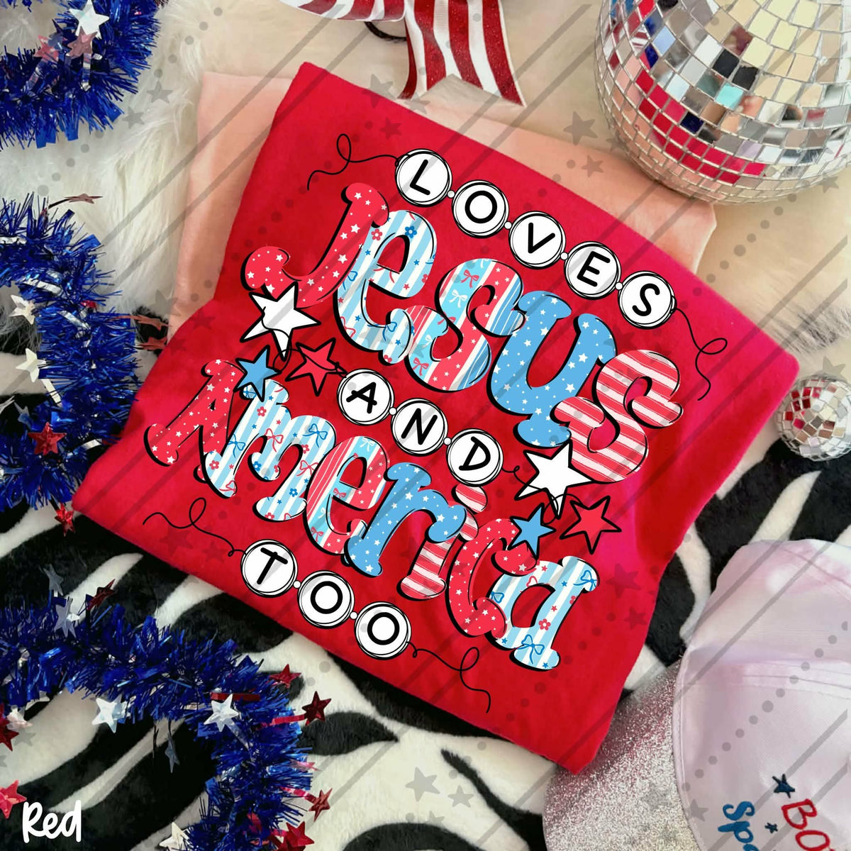 Loves Jesus and America too beads (Carter) DTF Transfer