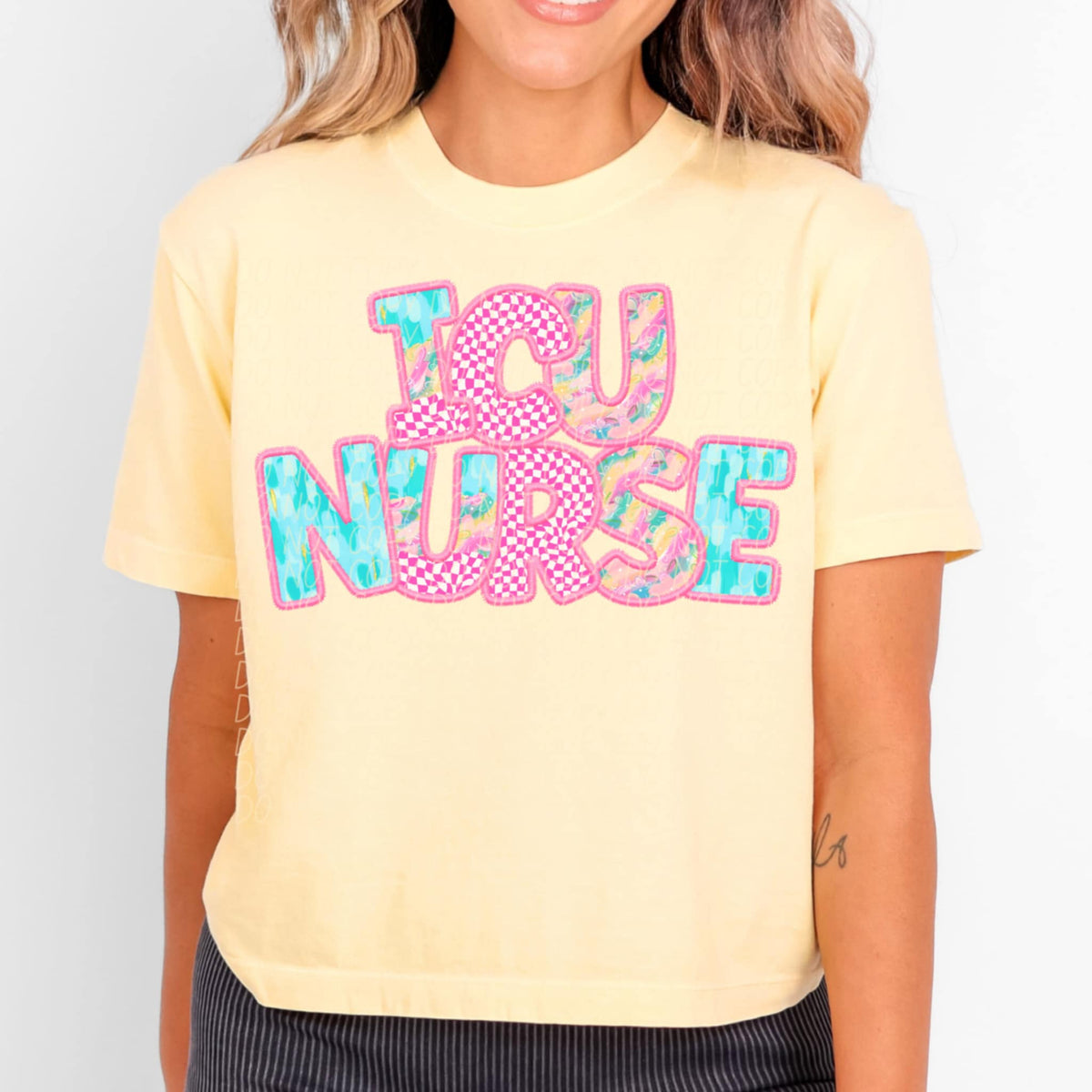 ICU nurse pink checkered (CITY) 97073 DTF transfer