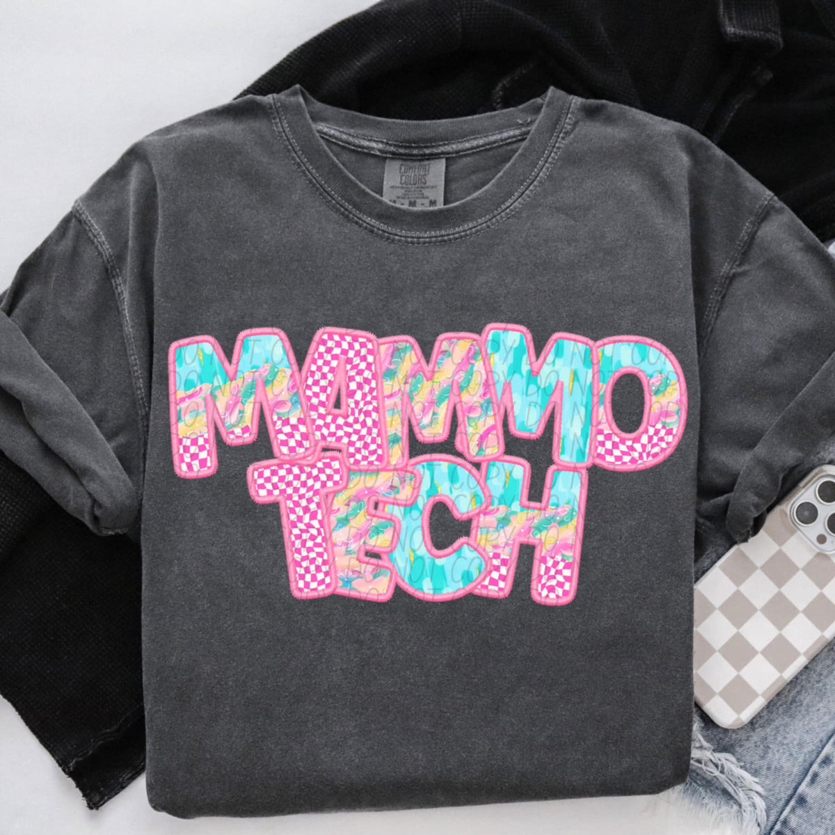 Mammo tech pink checkered (CITY) 97087 DTF transfer