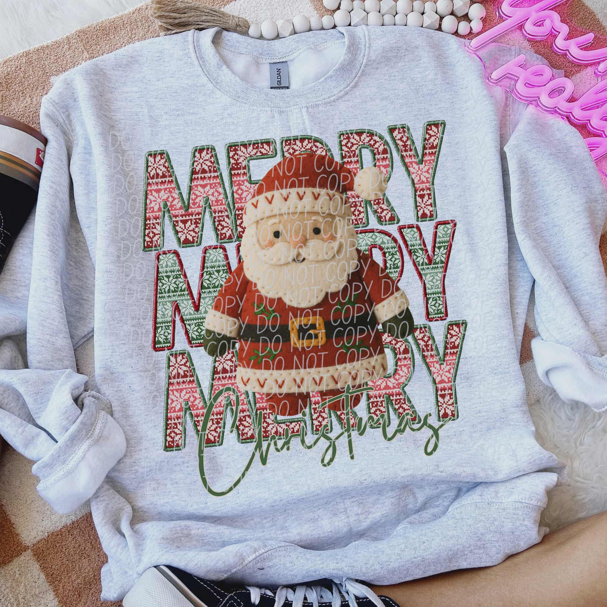 Merry Christmas yarn full Santa (city) DTF transfer