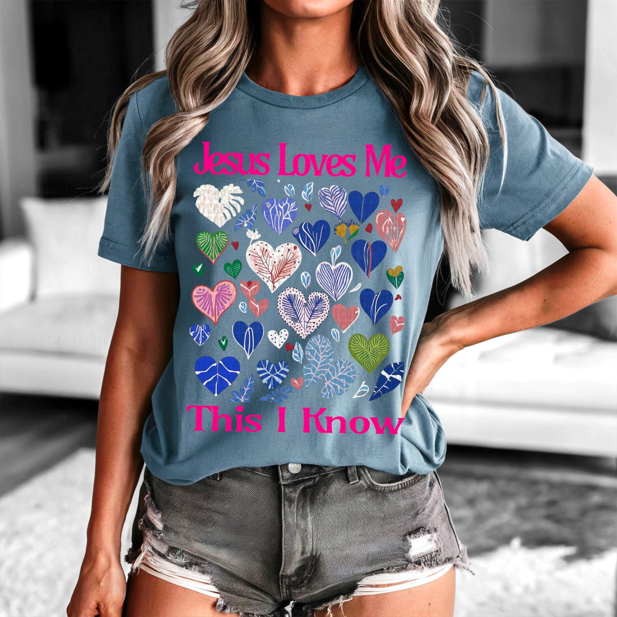 Jesus loves me this I know heart clusters 95048 DTF transfer